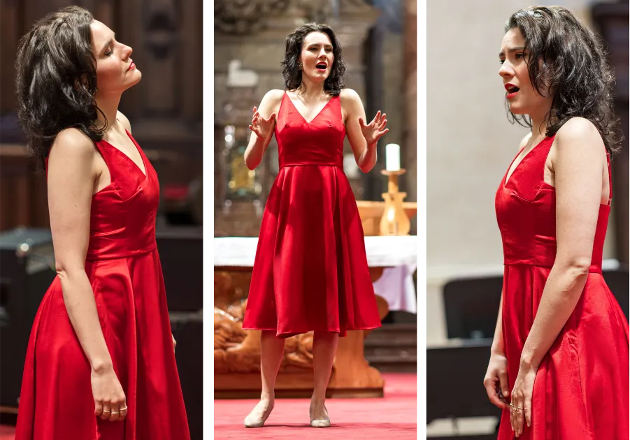 Details of soprano Zuzana Koś Kopřivová performing famous arias in Prague